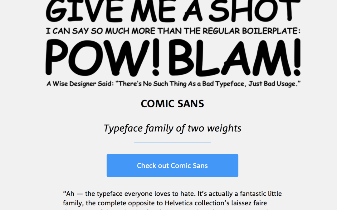 MyFonts has a call to action for Comic sans in their latest email